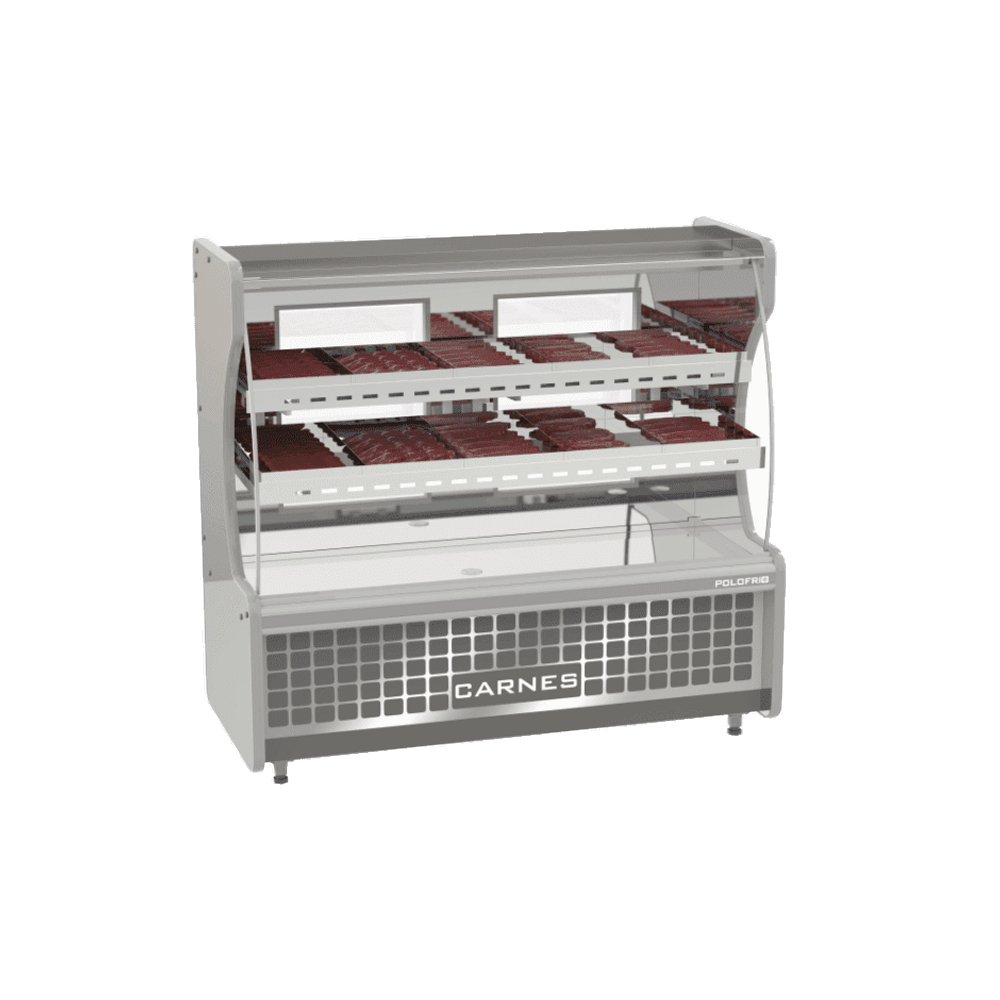 Balcão de Açougue Avícola Inox Vidro Curvo 2M Polofrio 1205 220v