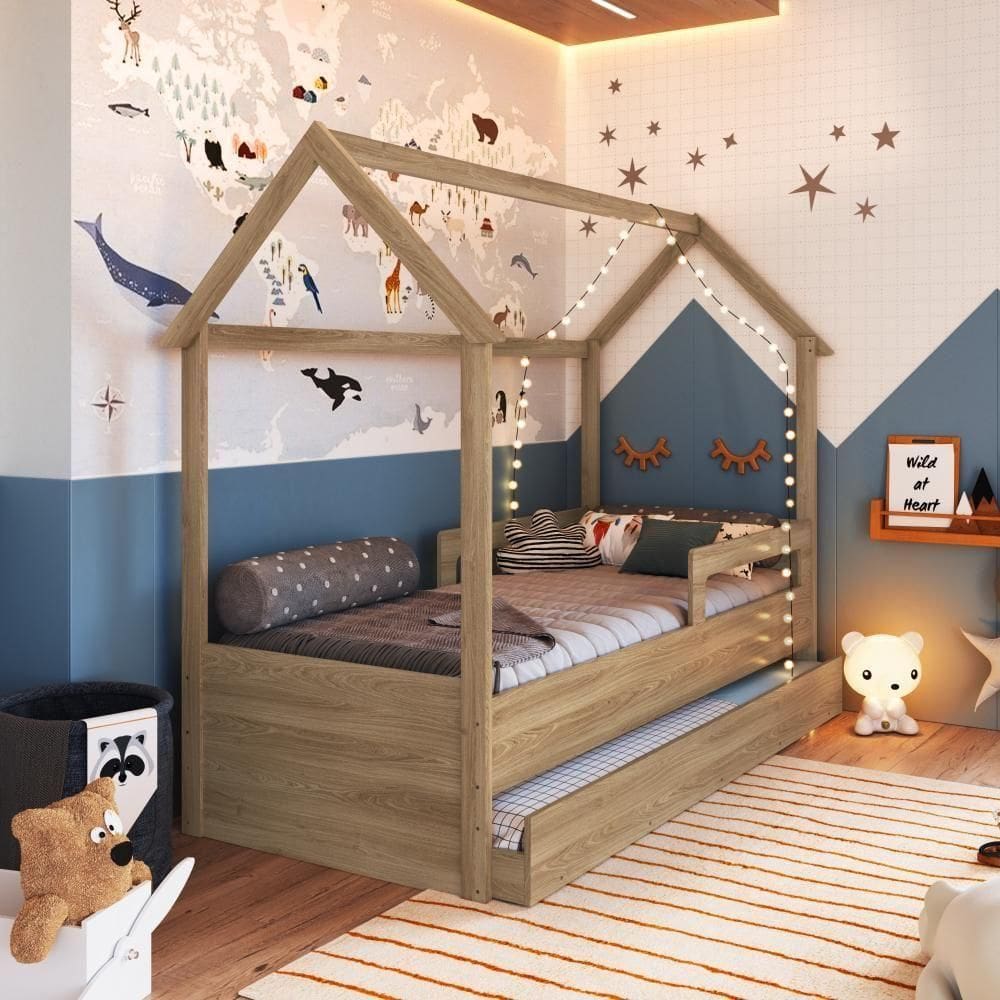 Cama Infantil Bicama Montessoriana Casinha Solteiro Auxiliar Aveiro