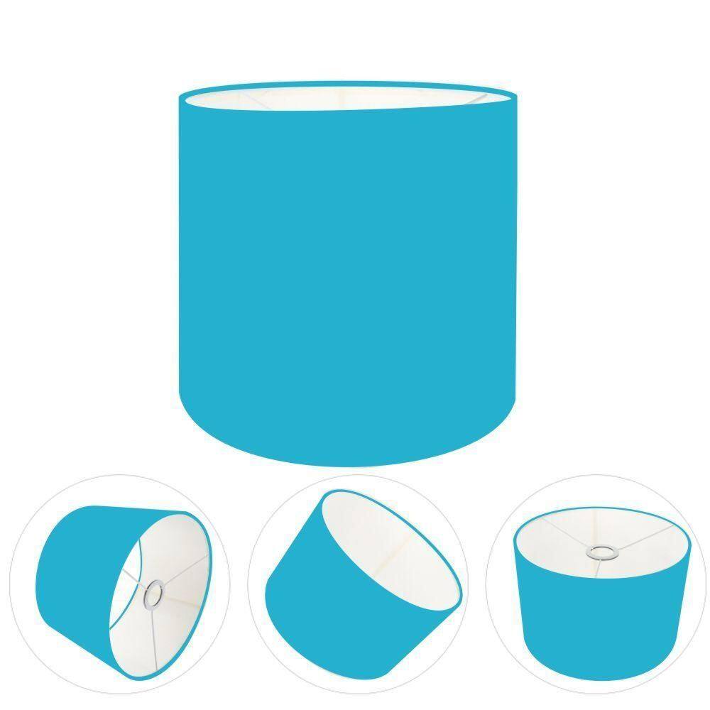 Cúpula Abajur E Luminária Cilíndrica Vivare Cp-7009 ø25x20cm - Bocal Nacional Azul-turquesa