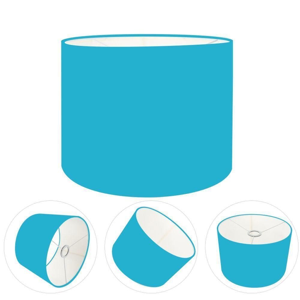 Cúpula Abajur E Luminária Cilíndrica Vivare Cp-7014 ø35x21cm - Bocal Nacional Azul-turquesa