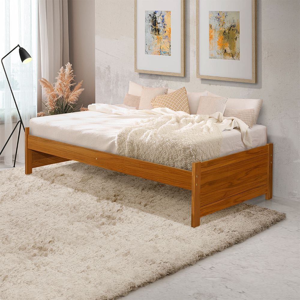 Cama Solteiro Gabrieli Madeira Maciça Durável Imbuia