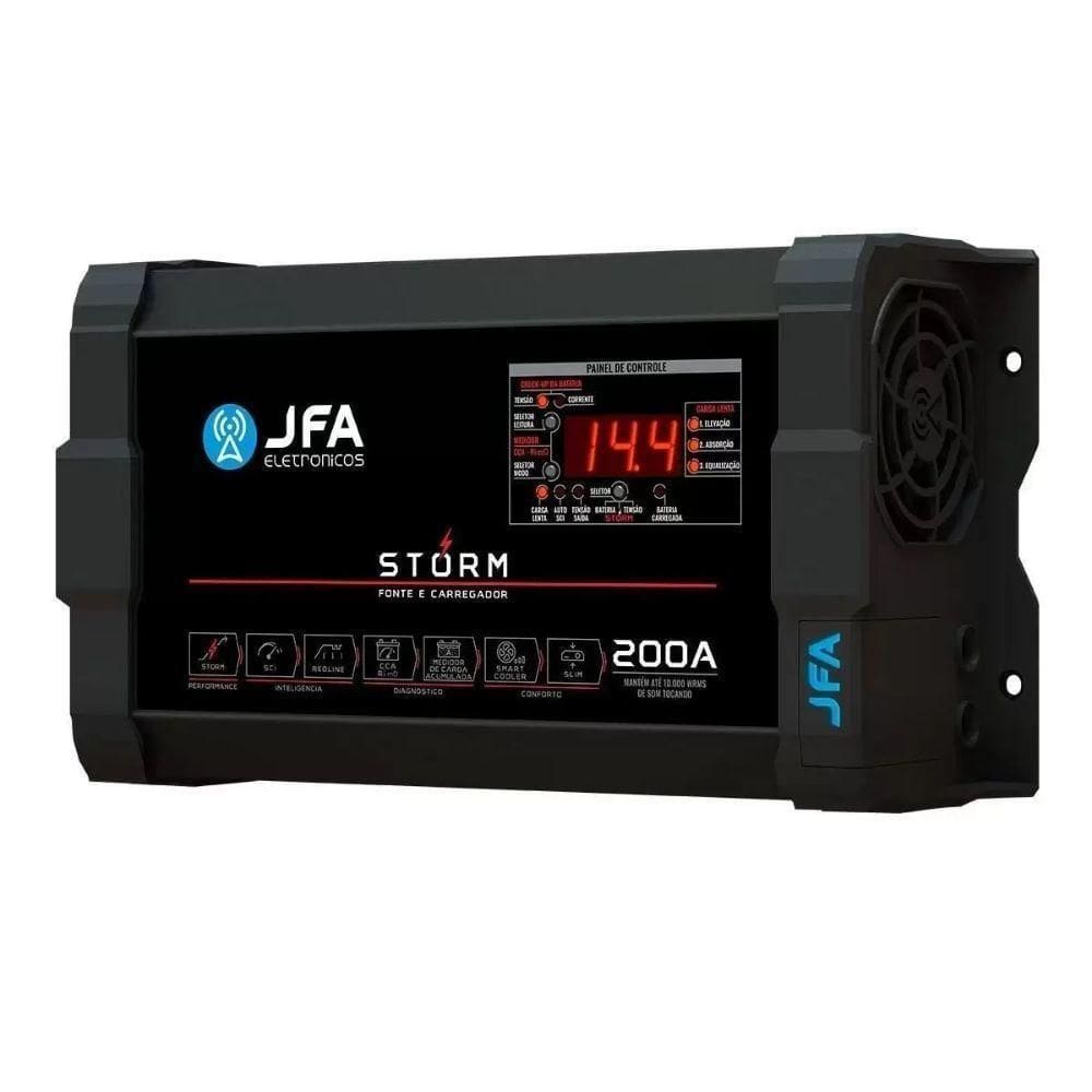 Fonte E Carregador De Bateria Jfa 200a Storm Plus Mono 220v
