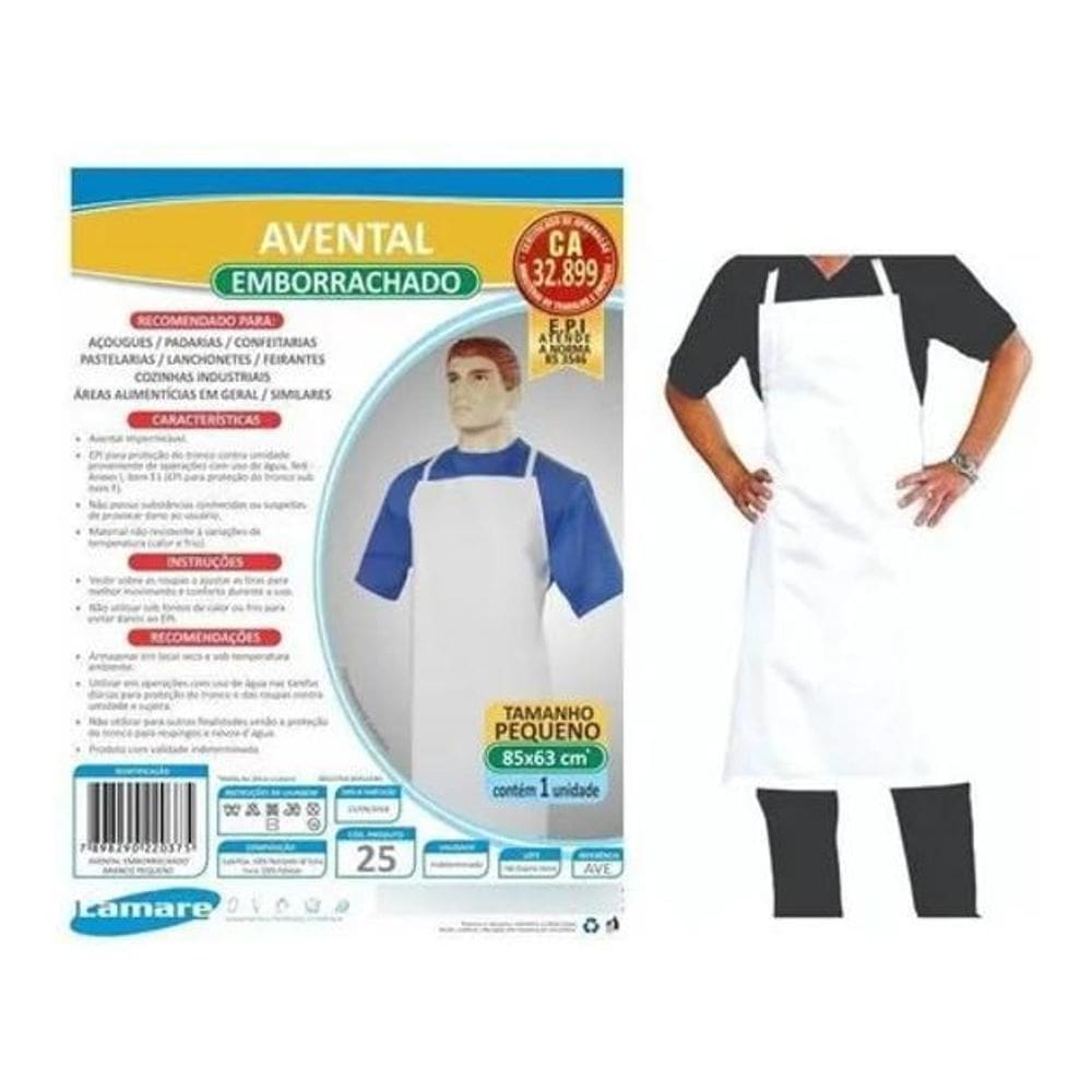 10X Avental Emborrachado Pequeno 85X63 Cm Lamare Cor Branco