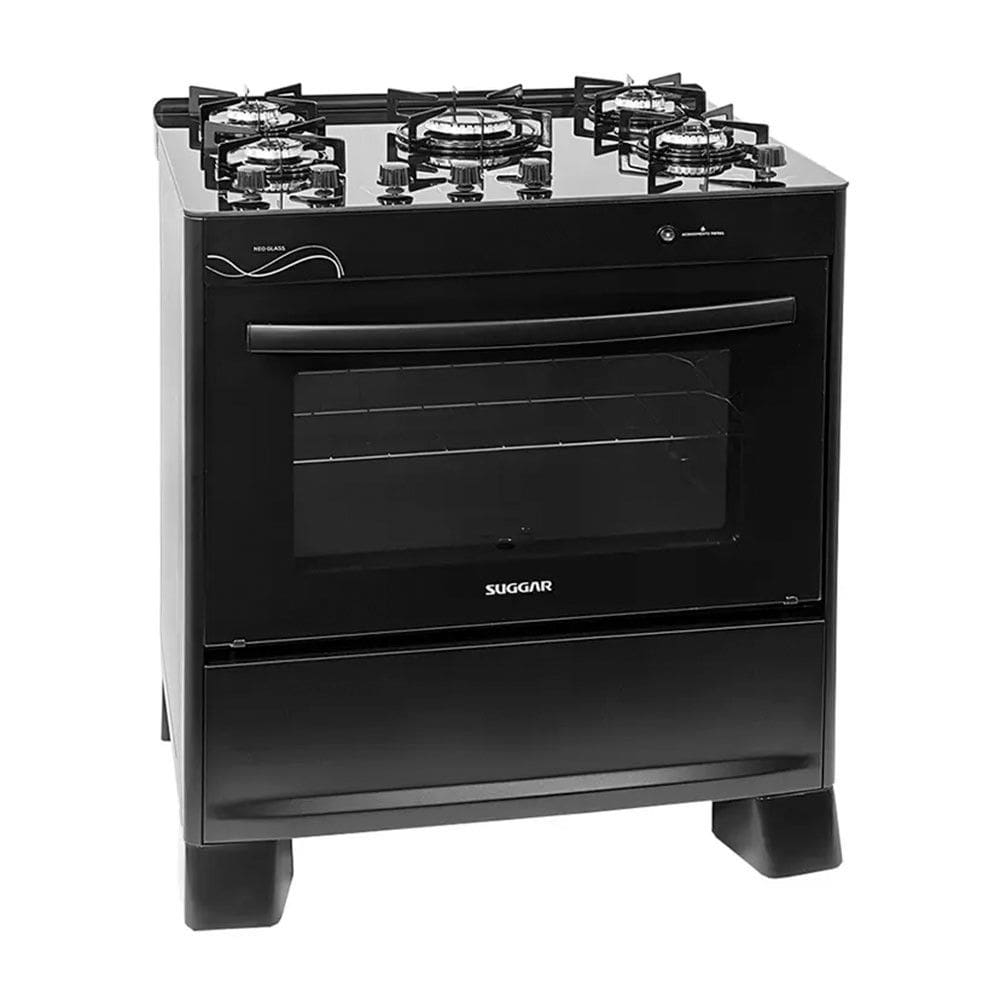 Fogão Suggar Neo Glass 5 Bocas Automático Mesa de Vidro Bivolt