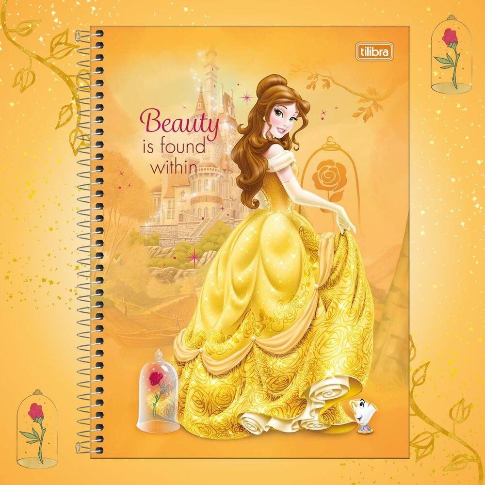 Caderno Espiral Universitário Princesas Disney FIT 1 Matéria 160 Folhas Capa Dura Tilibra | Personagens