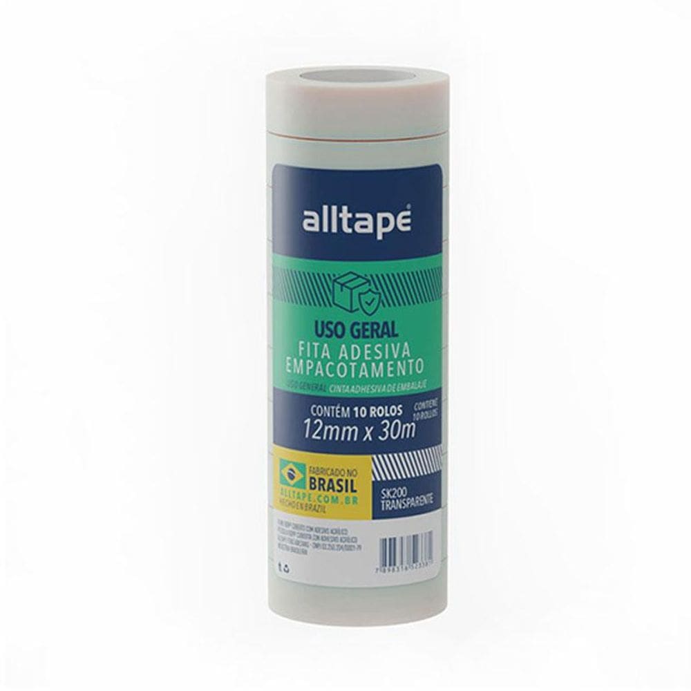 Fita adesiva transparente 12mmx30m com 10 unid - Alltape