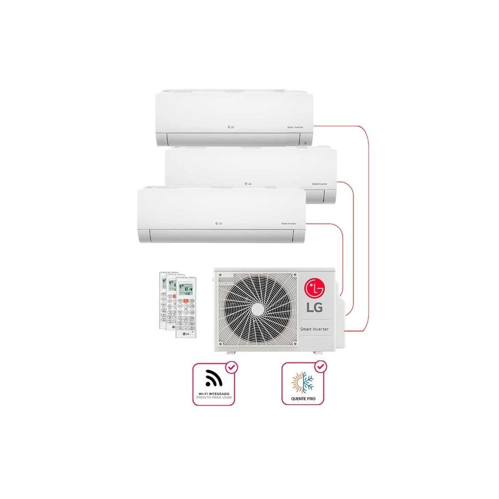 Ar condicionado Multi Split Inverter 3 ambientes (Hiwall 1X 9.000BTUS, 2X12.000BTUS) Quente/Frio WiFi integrado