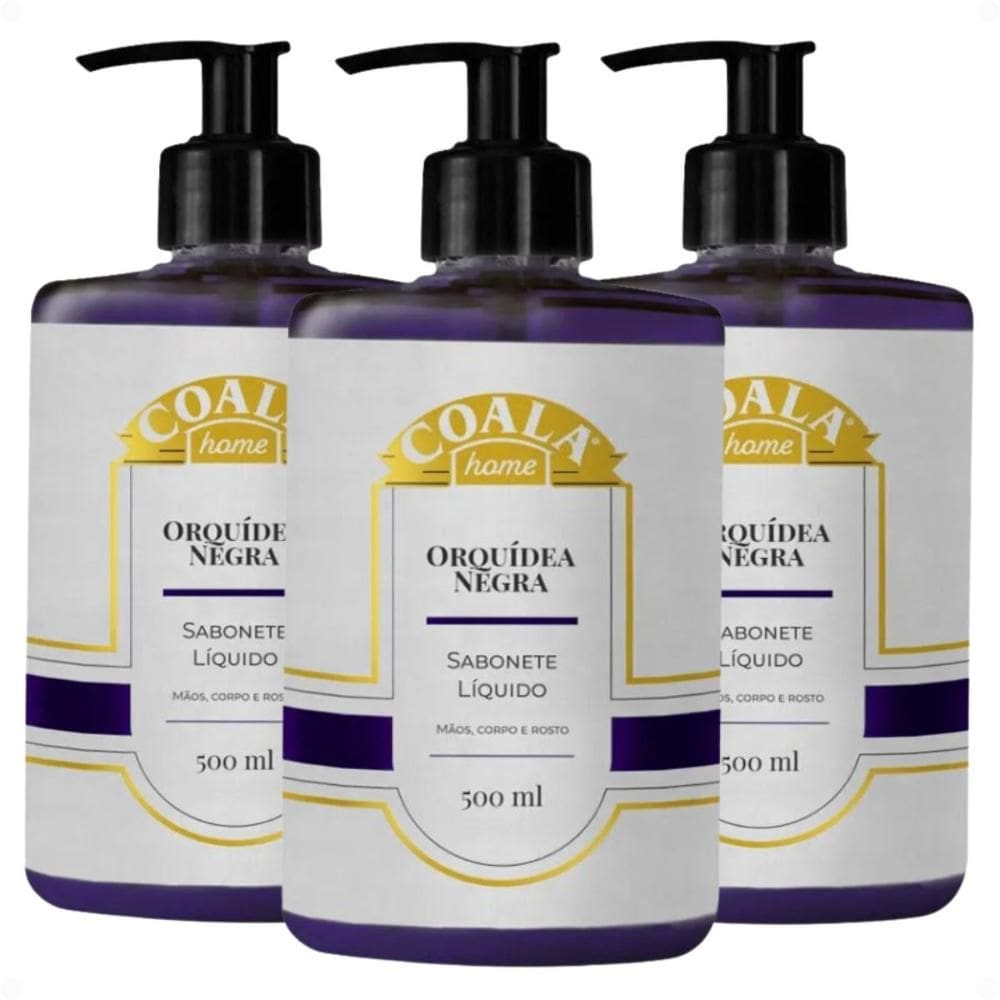 Kit Coala Home: 3 Sabonetes Líquidos Orquídea Negra 500ml