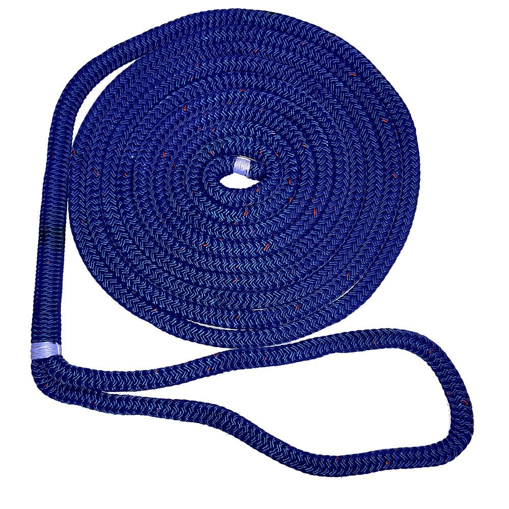 Dock Line New England Ropes 5/8 Double Braid Blue com traçador de 15 pés