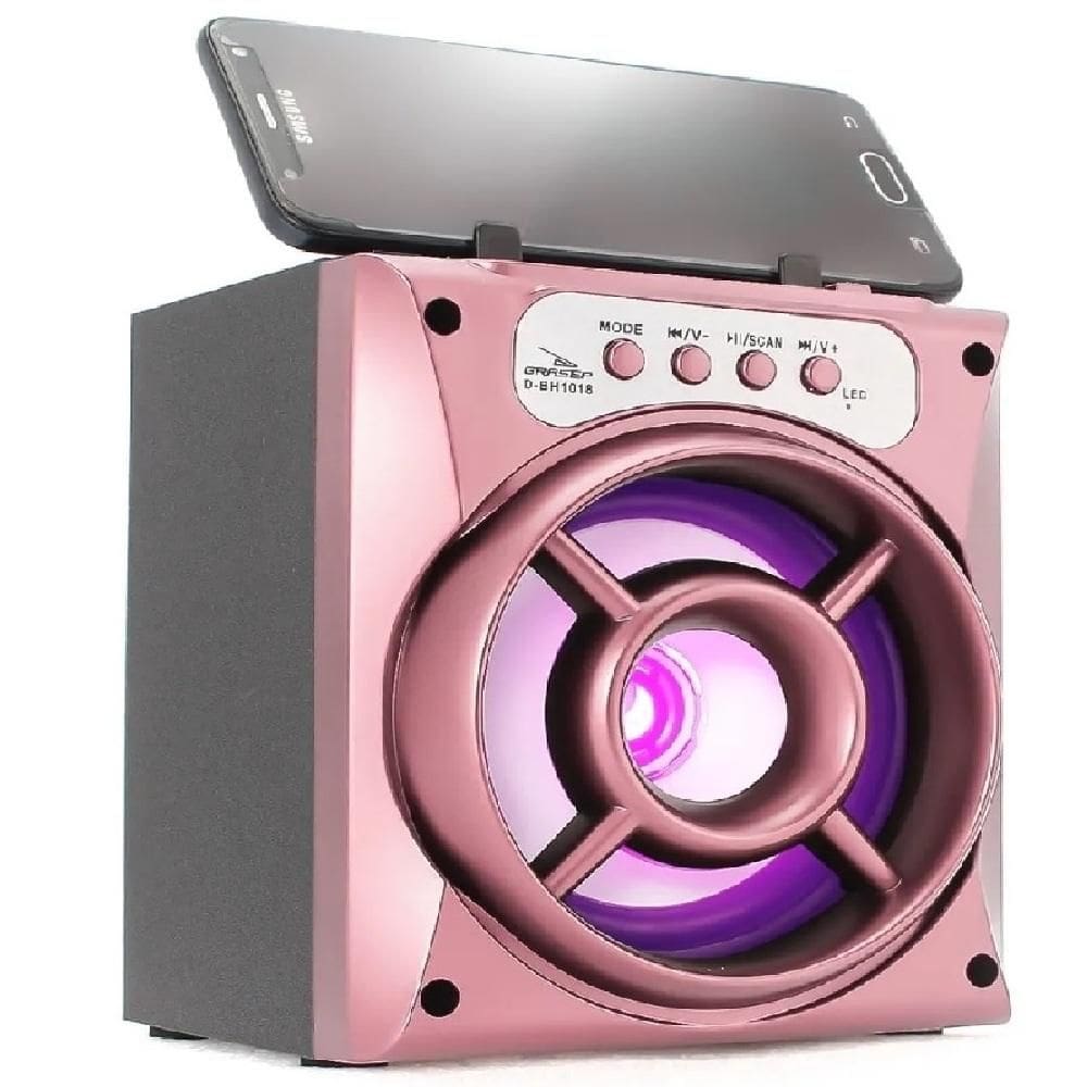 Caixa de Som Portátil Bluetooth Mp3 USB Radio Fm Auxiliar 6W Grasep - Rose