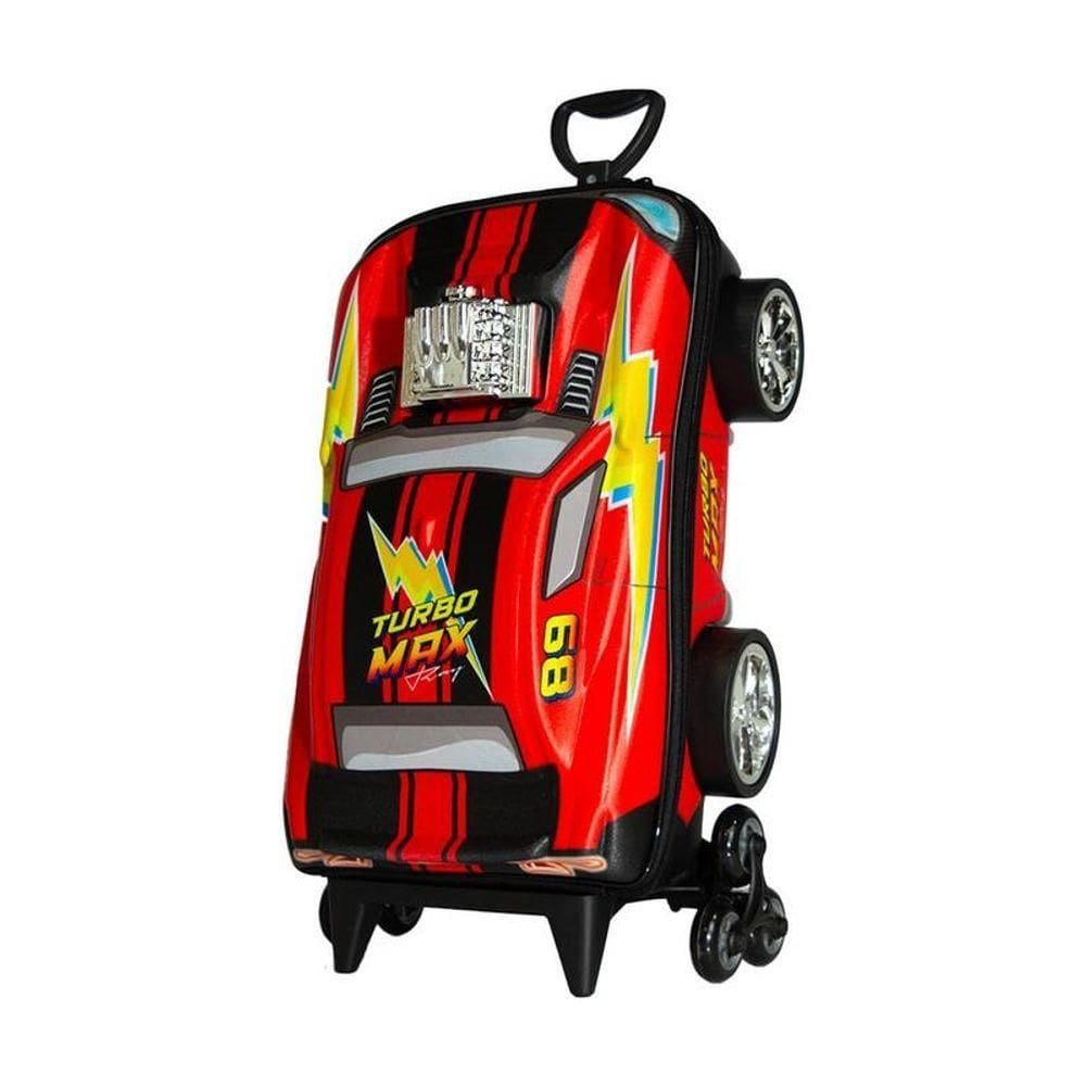 Mala De Viagem Infantil Com Rodinha Turbo Max 3d Vermelha