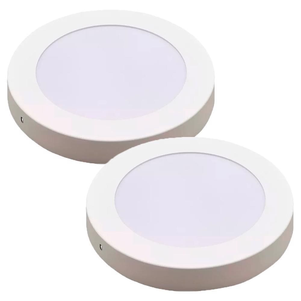Kit 2 Luminária Plafon Led Redondo Sobrepor 24W 4000K - Noll