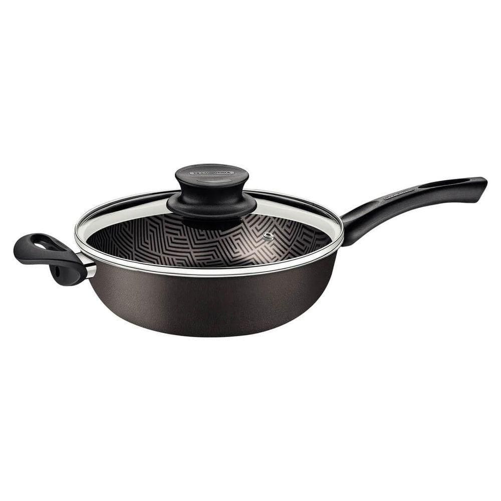 Fritadeira Multiuso Tramontina Paris 24cm Em Alumínio Com Revestimento Antiaderente Com Tampa De Vidro grafite