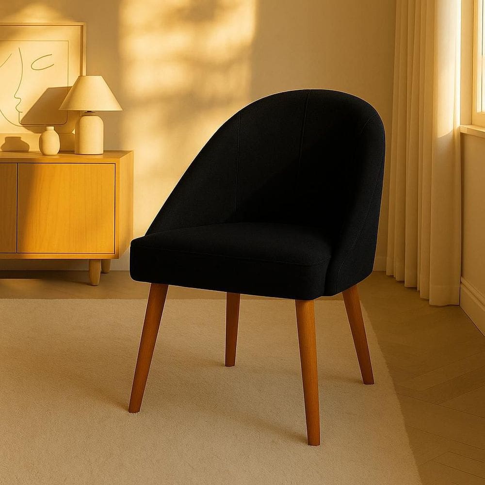 Kit 4 Cadeiras de Jantar Lua Pe Palito Suede Preto