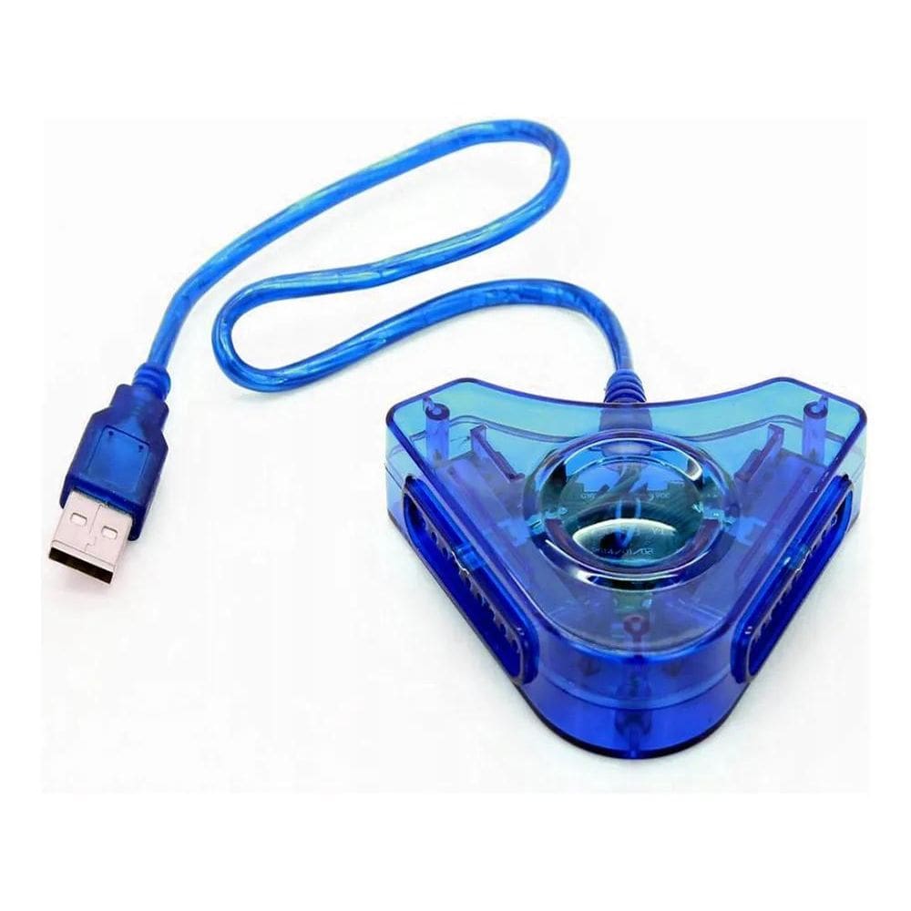 10X Adaptador Conversor Azul Duplo Usb Pc Psone Ps2 Ps3