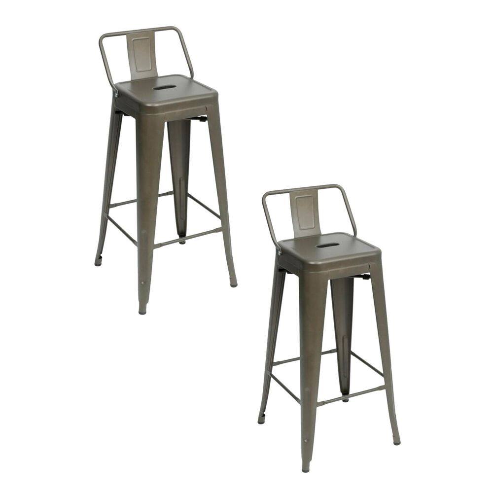 Kit 2 Banquetas Altas com Encosto Tolix Espresso Móveis Bronze