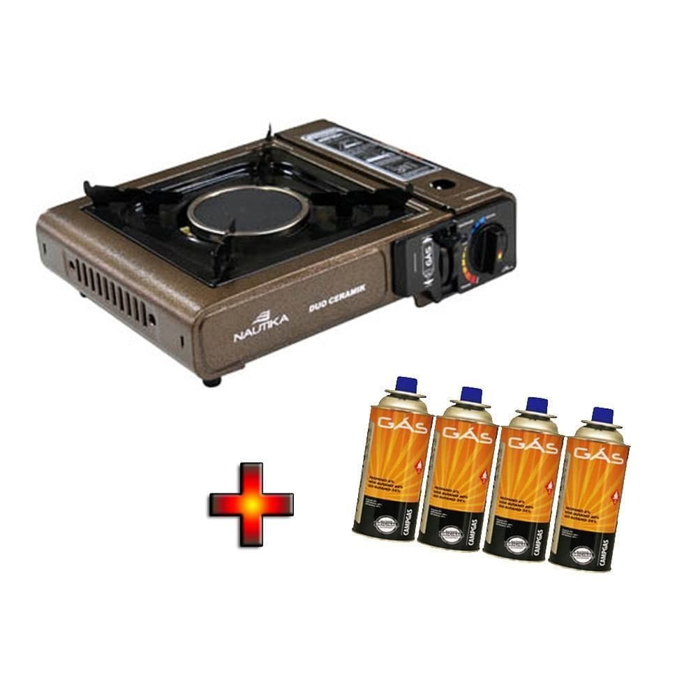 Fogareiro Duo Ceramik + 04 Refil Gas - Nautika