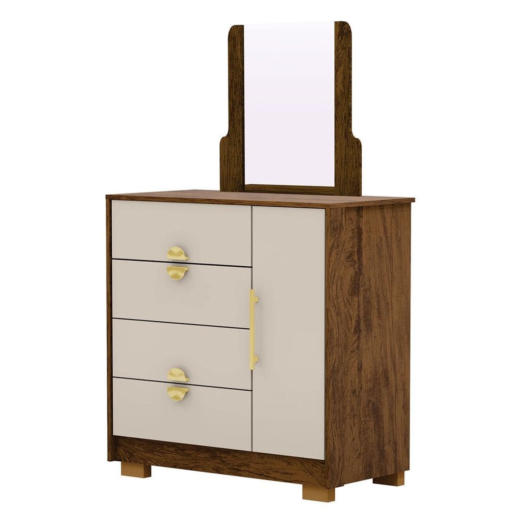 Cômoda Sapateira 4 Gavetas com Espelho Clarabella