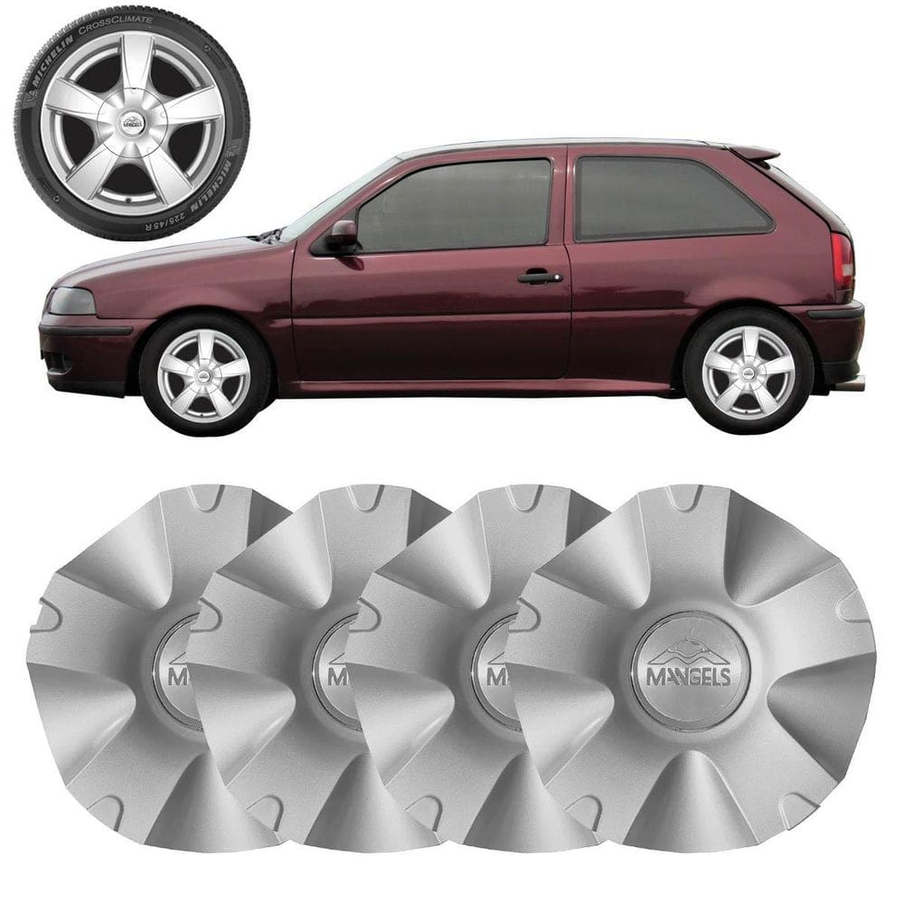 4X Calota Centro Roda Mangels Elite Prata Aro 13 Aro 14