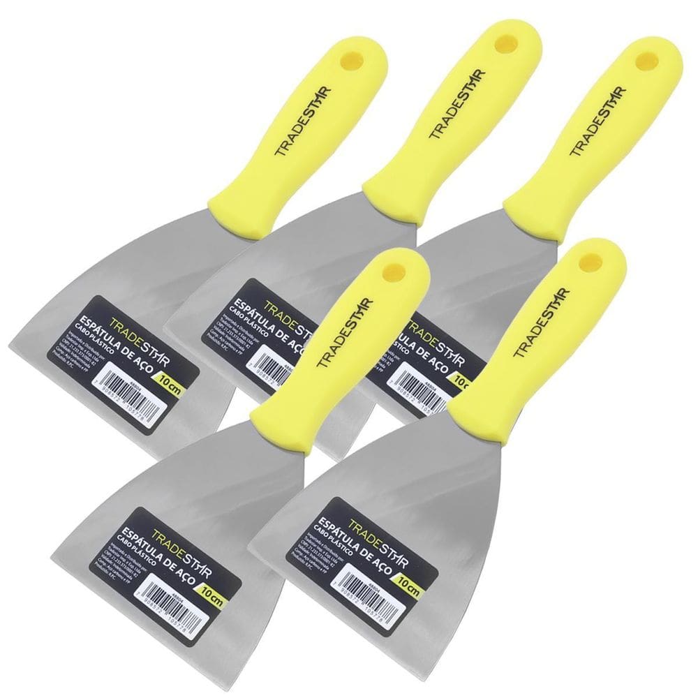 Kit 5 Espátula 10Cm Multiuso Para Pintor Gesso Drywal
