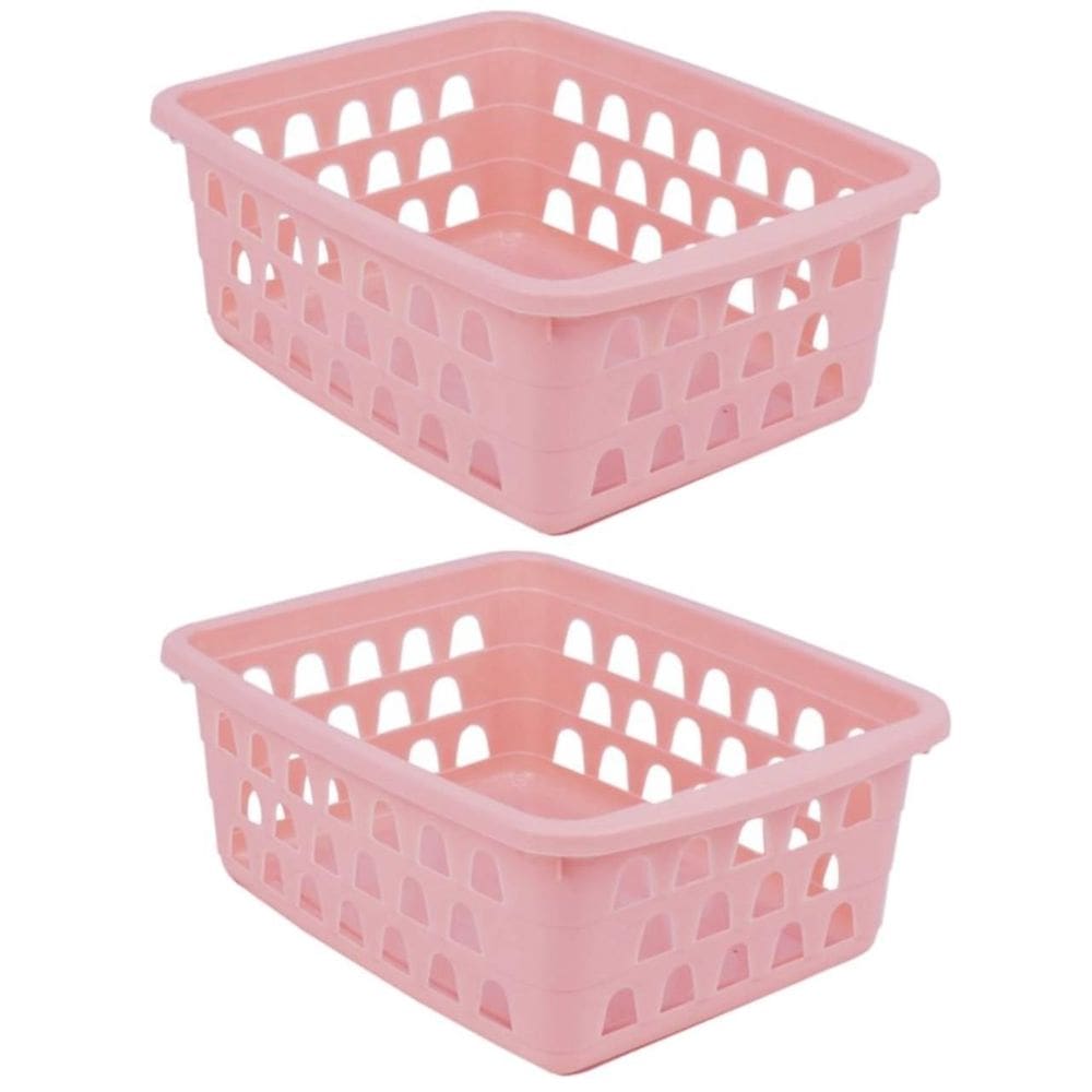 Kit 2 Cestos Multiuso Grande Rosa 25X7X19Cm Pp 1035 Uninjet