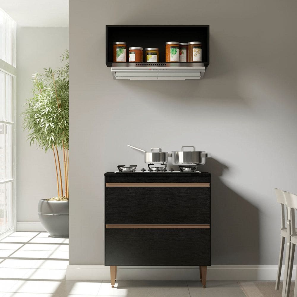 Balcão de Cozinha para Cooktop Sabrina 80cm 2 Peças MDP Menu Móveis