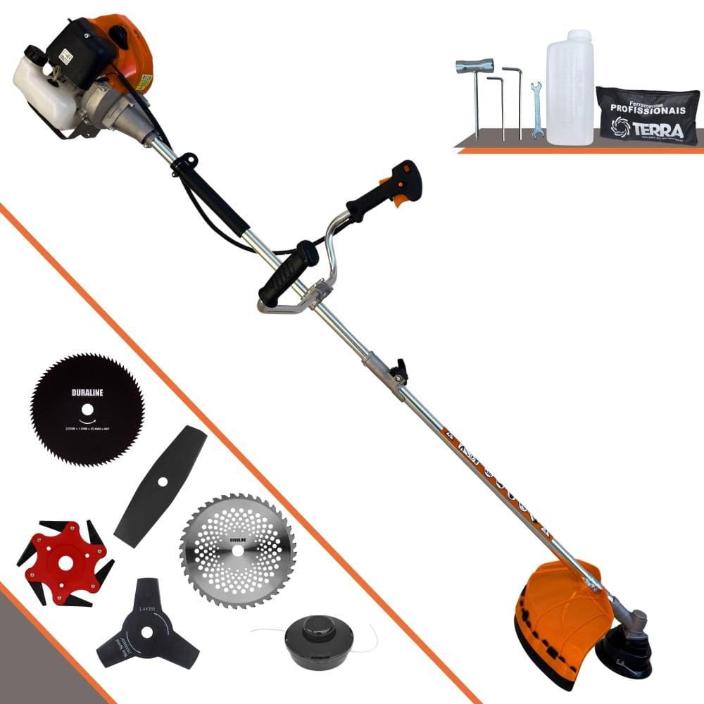 Roçadeira Multifuncional Terra GRHB430 Bi-Partida À Gasolina 2T 43cc 1,7HP Alta Rotação Ideal Para Todos os Tipos de Trabalhos Com 6 Opções de Cortes