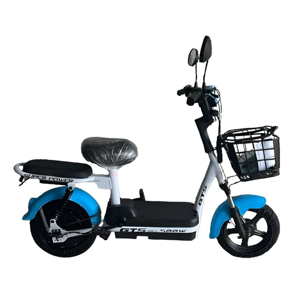 Bicicleta Elétrica 500w Aro 14 48v mini scooter Branco/Azul