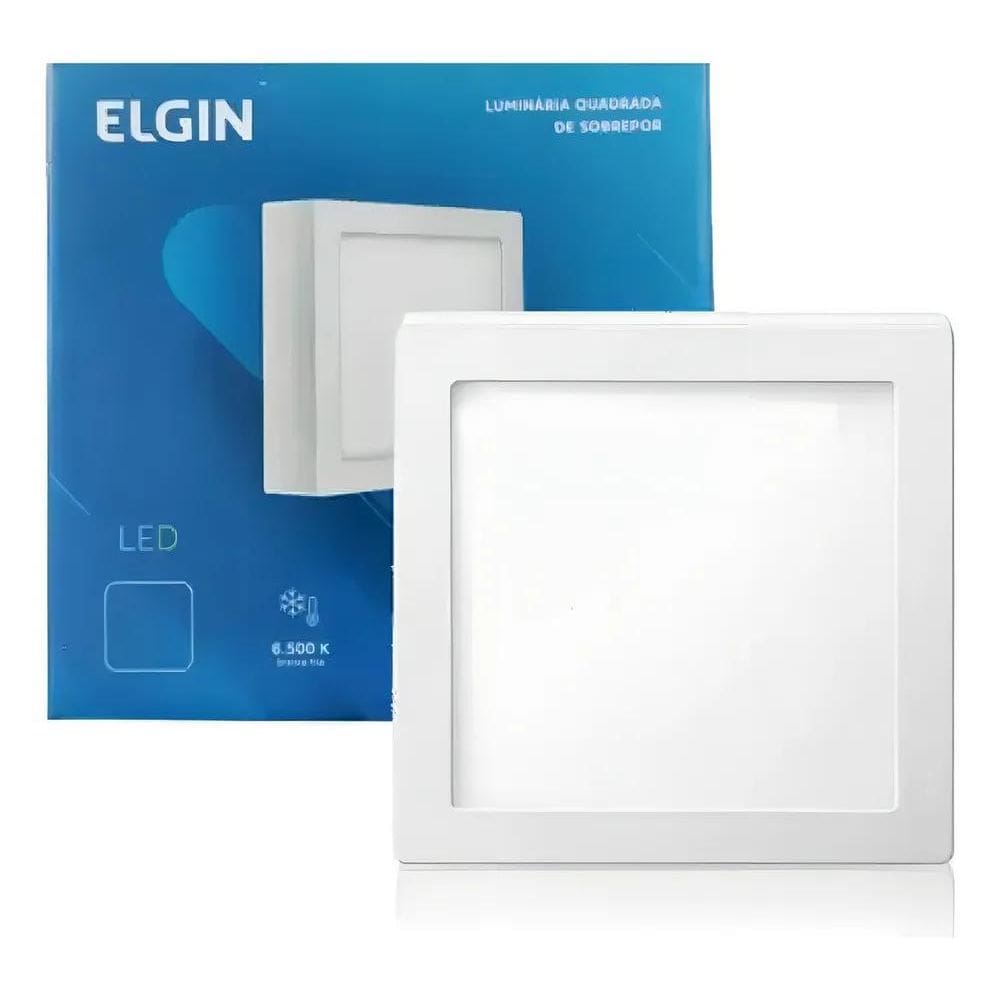 10X Plafon Led Quadrado Sobrepor 18W 6500K Branco Frio Elgin