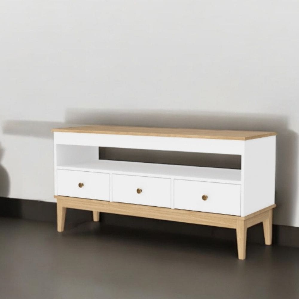 Rack para TV até 50 Polegadas 3 Gavetas com Pés de Madeira Colonial Movelbento