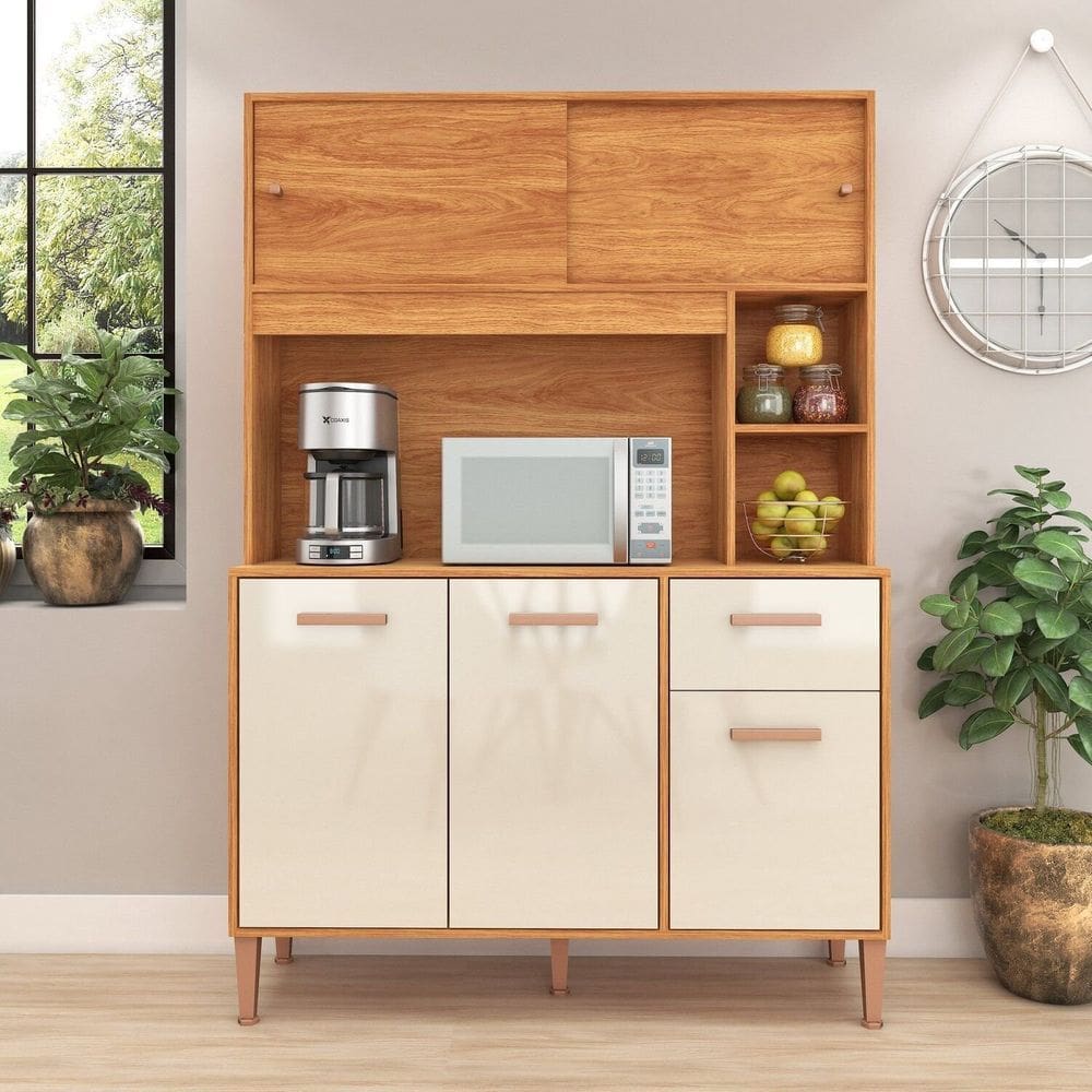Cozinha Compacta 5 Portas 174cm X 120cm Pérola Cinamomo/Off White
