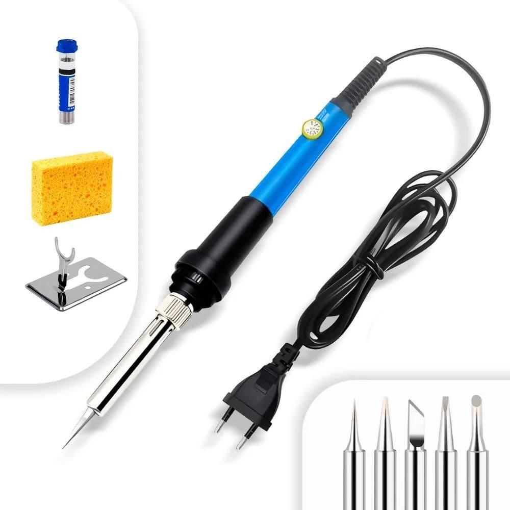 10X Kit Ferro De Solda Ajustavel 60W Com 6 Pontas + Estanho