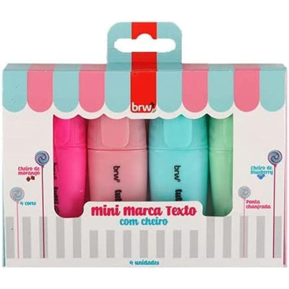 Mini Marca Texto Com Cheirinho De Tutti Frutti 4 Cores Brw