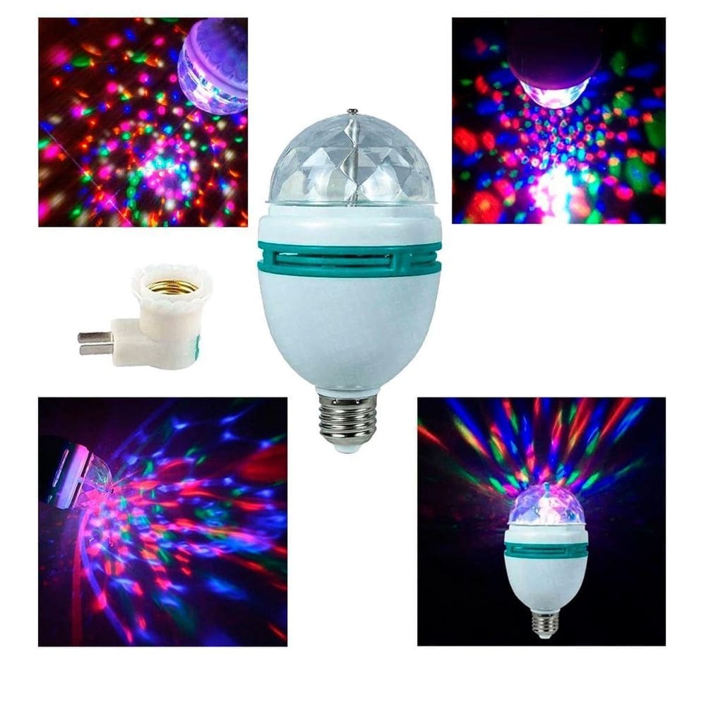 Lâmpada Giratória Led Rgb Iluminação Para Festa Bola Maluca