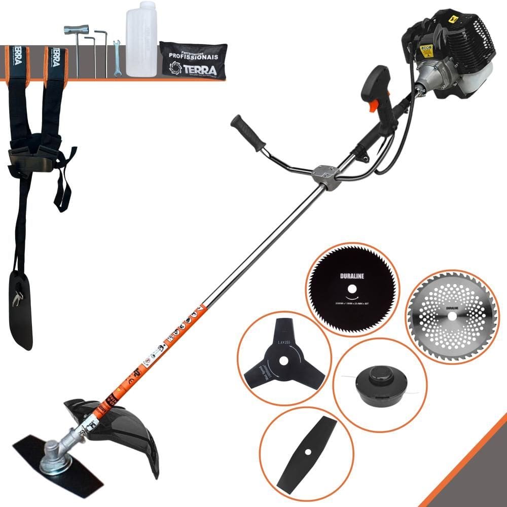Roçadeira Multifuncional Terra GRH520 À Gasolina 2 Tempos 52cc 2,5HP 6.500rpm Completa Ideal Para Todos os Tipos de Trabalhos Com 5 Opções de Cortes