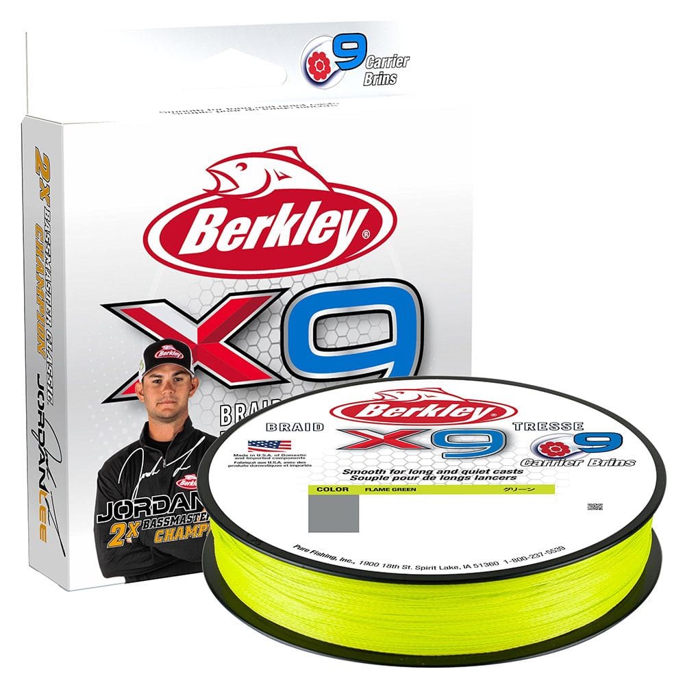 Linha de pesca Berkley x9 Flame Green Braid 40 libras 300 m