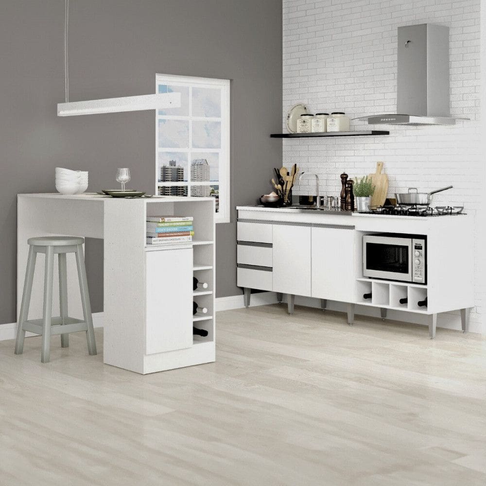 Balcão de Cozinha Pia Cooktop Nicho Forno Bancada Ilha Gourmet MDP 2035 Menu Móveis