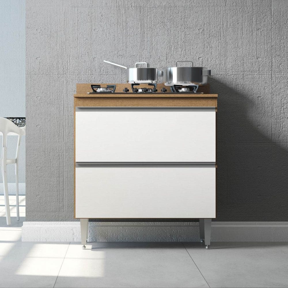 Balcão de Cozinha Sabrina para Cooktop 2 Gavetas 80 Cm MDP 0454 Menu Móveis