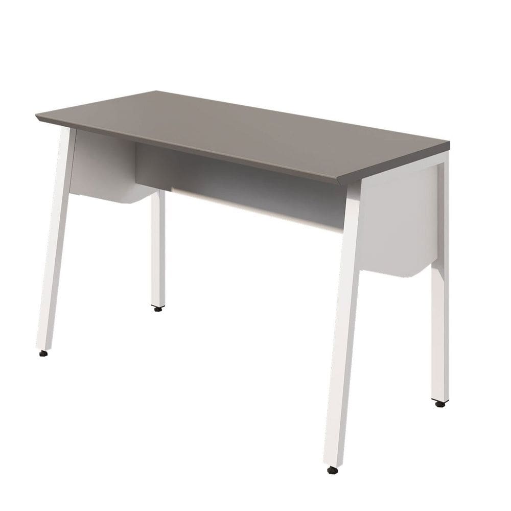 Escrivaninha Escritório Industrial 120cm com Tampo Chanfrado e Pés Metal Industrial Executive Cinza Sagrado / Branco