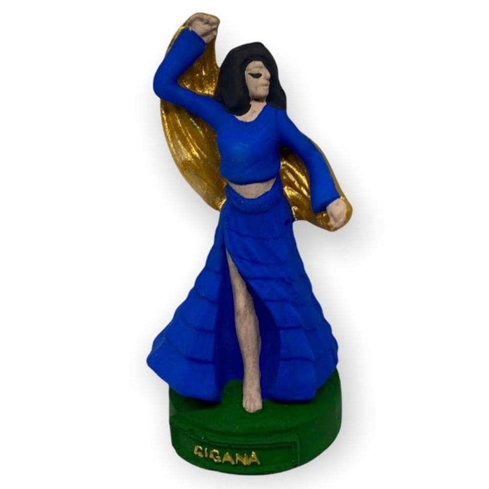 Escultura Cigana Azul Escura 11 Cm Em Resina