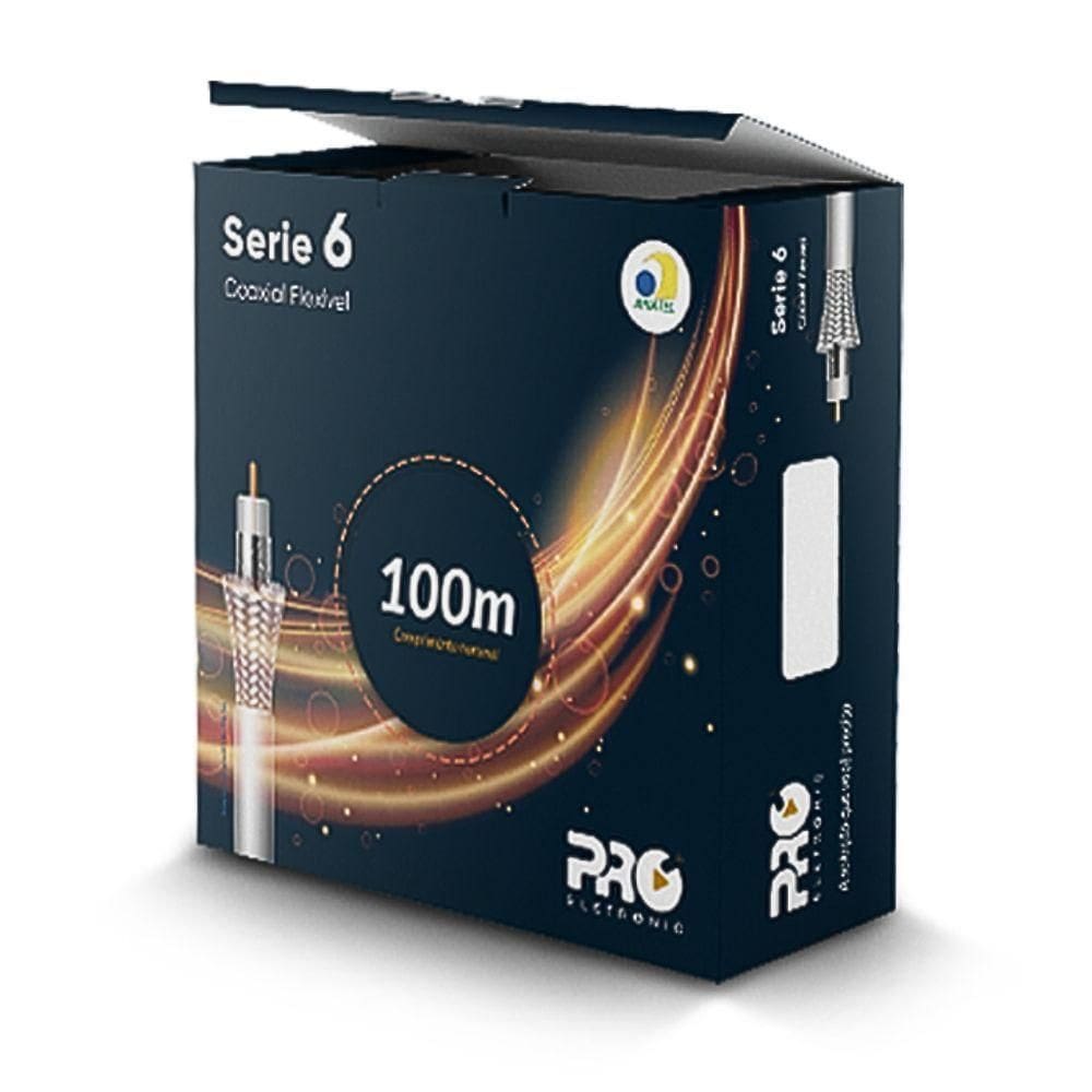 Cabo Coaxial Rg6 Proeletronic Caco0660-01 60% De Malha - 100m