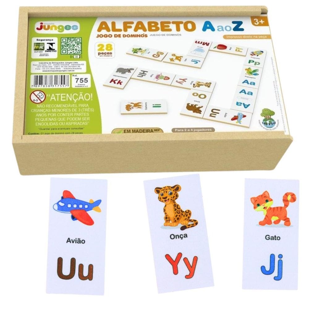 Jogo Do Alfabeto Dominó Com Estojo Alfabetização 755 Junges