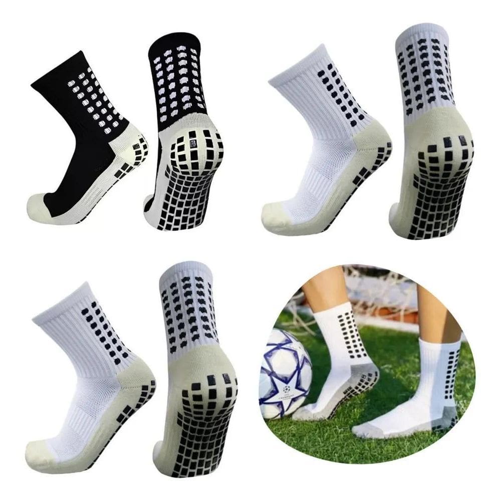 5X Kit 3 Pares Meia Antiderrapante Esportiva Futebol Treino
