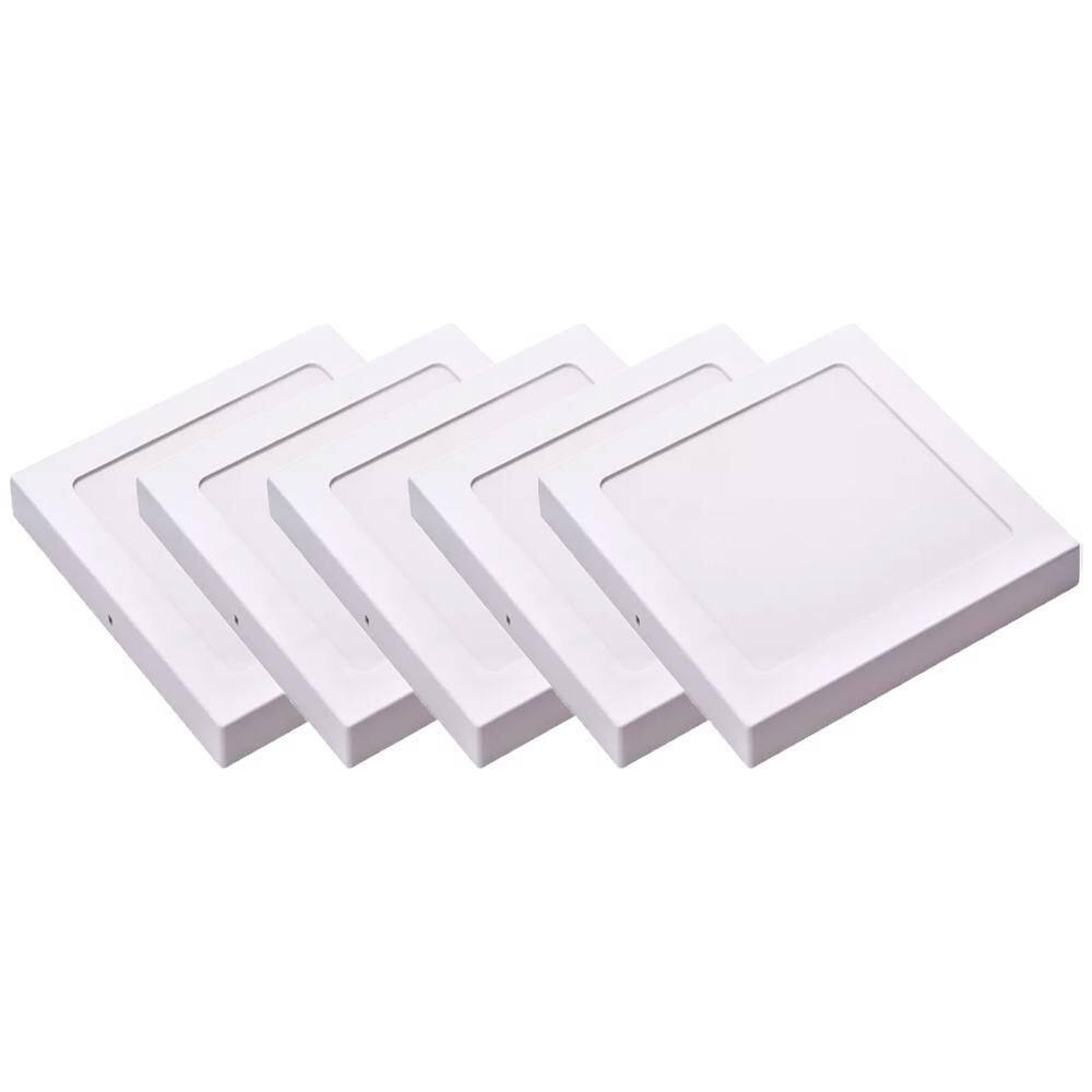 Kit 5 Luminária Plafon Led Quadrado Sobrepor 24W 4000K Noll