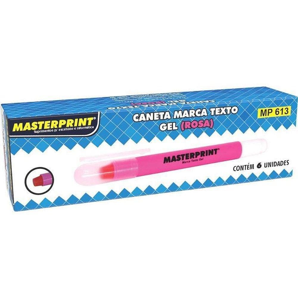 Caneta Marca Texto Gel MP 613 Rosa - Caixa com 06 unidades