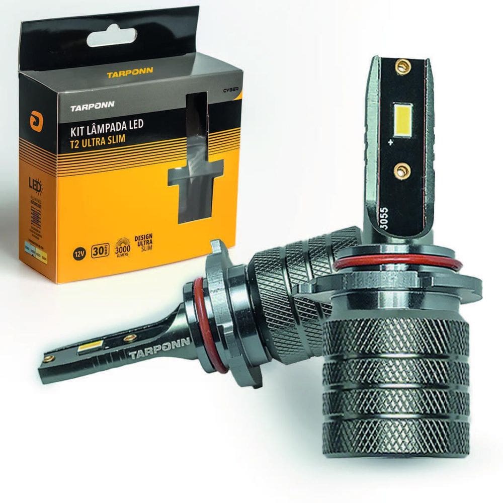 Kit Lâmpada Led T2 Ultra Slim Hb3/Hb4 3000Lm 6000K Tarponn