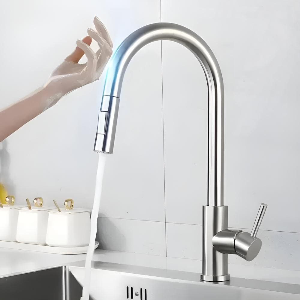 Torneira Slim Touch Níquel Escovado Monocomando De Mesa