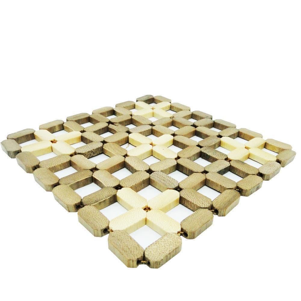 Descanso De Panela De Bambu Quadrado 15Cm