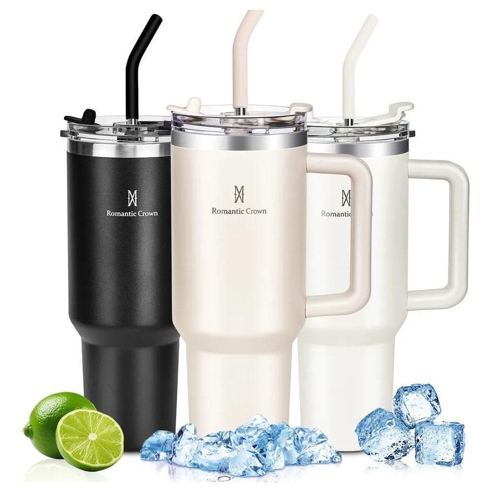 10X Copo Térmico Inox 1,2L Com Alça, Tampa, Canudo Inox E E