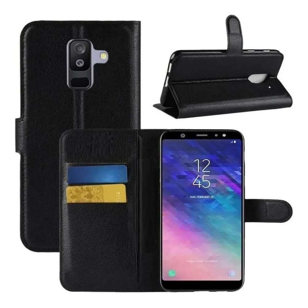 10X Capa Capinha Carteira Flip Couro Preto Para Galaxy J8